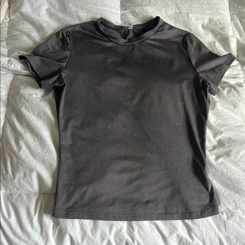 Gray Fitted T-Shirt Short Sleeve